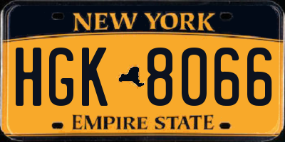 NY license plate HGK8066