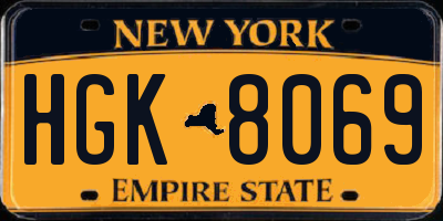 NY license plate HGK8069