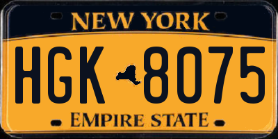 NY license plate HGK8075