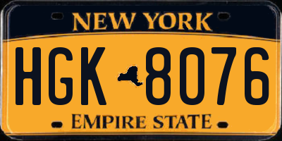 NY license plate HGK8076