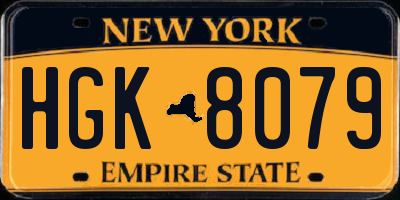 NY license plate HGK8079