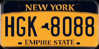 NY license plate HGK8088