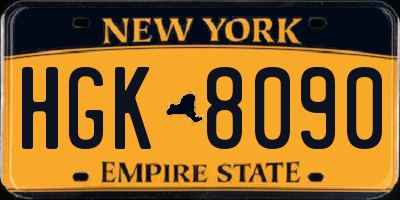 NY license plate HGK8090