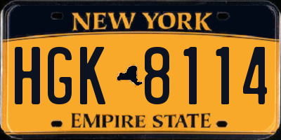 NY license plate HGK8114
