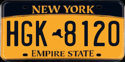 NY license plate HGK8120