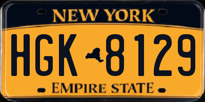 NY license plate HGK8129