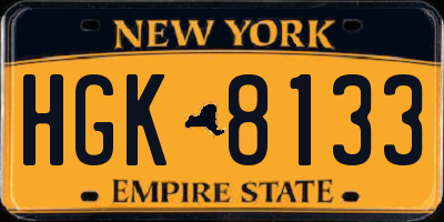 NY license plate HGK8133