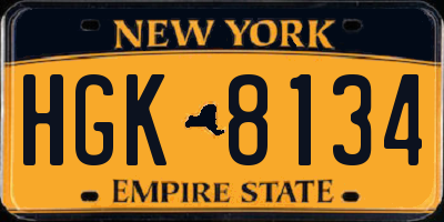 NY license plate HGK8134