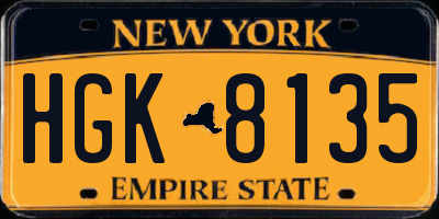 NY license plate HGK8135