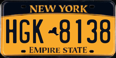NY license plate HGK8138