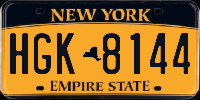 NY license plate HGK8144