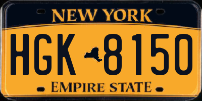 NY license plate HGK8150