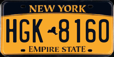 NY license plate HGK8160