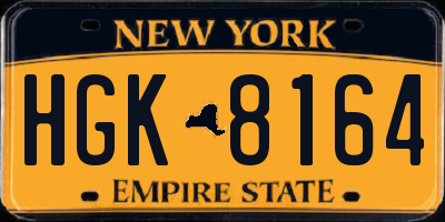 NY license plate HGK8164