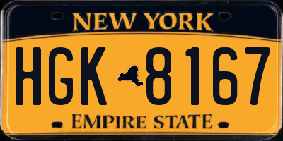 NY license plate HGK8167