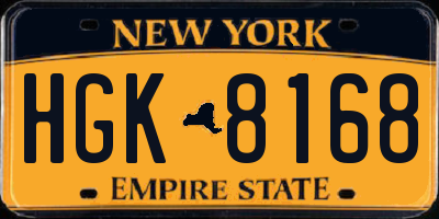 NY license plate HGK8168