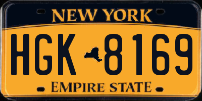 NY license plate HGK8169