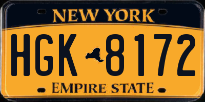 NY license plate HGK8172