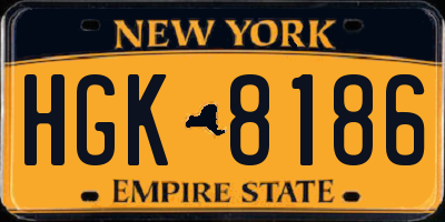 NY license plate HGK8186