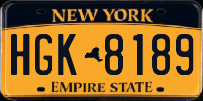 NY license plate HGK8189