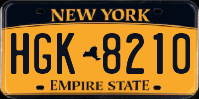 NY license plate HGK8210