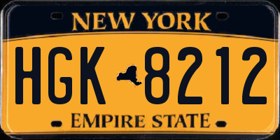 NY license plate HGK8212