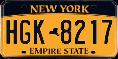 NY license plate HGK8217