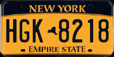 NY license plate HGK8218