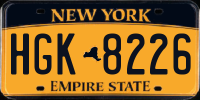 NY license plate HGK8226