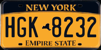 NY license plate HGK8232