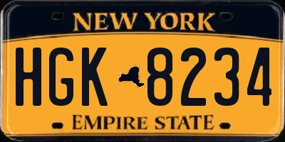 NY license plate HGK8234