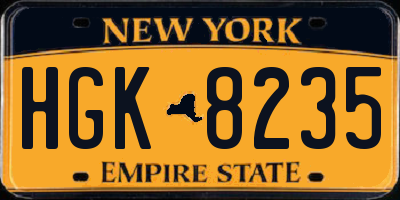 NY license plate HGK8235