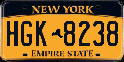 NY license plate HGK8238