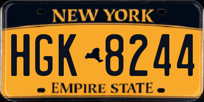 NY license plate HGK8244
