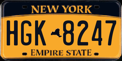 NY license plate HGK8247