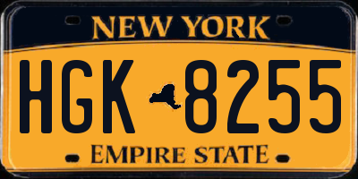 NY license plate HGK8255