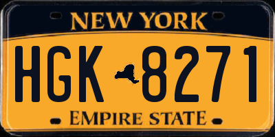 NY license plate HGK8271