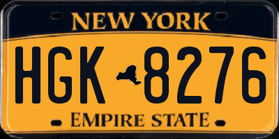 NY license plate HGK8276