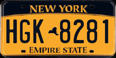 NY license plate HGK8281