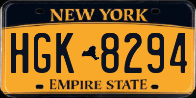 NY license plate HGK8294