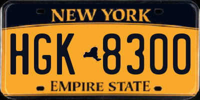 NY license plate HGK8300