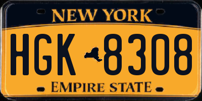 NY license plate HGK8308