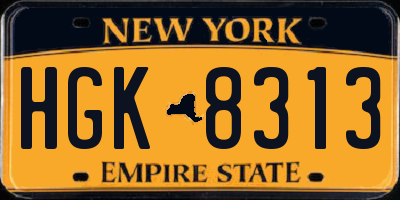 NY license plate HGK8313