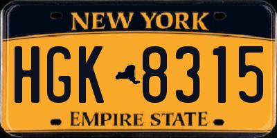 NY license plate HGK8315