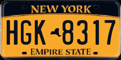 NY license plate HGK8317