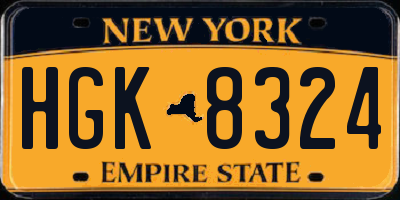 NY license plate HGK8324