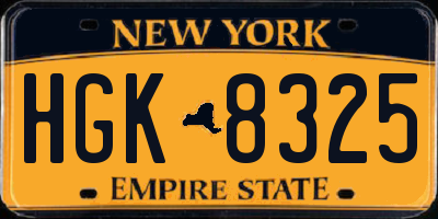 NY license plate HGK8325