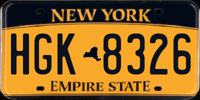 NY license plate HGK8326