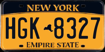 NY license plate HGK8327