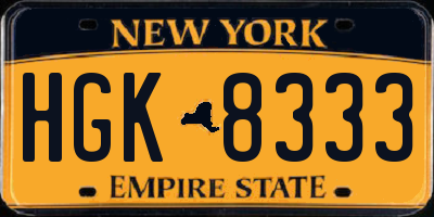NY license plate HGK8333